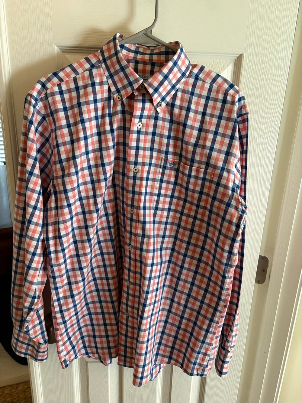 Southern Tide Blue White pink plaid Button-Down Dress Shirt